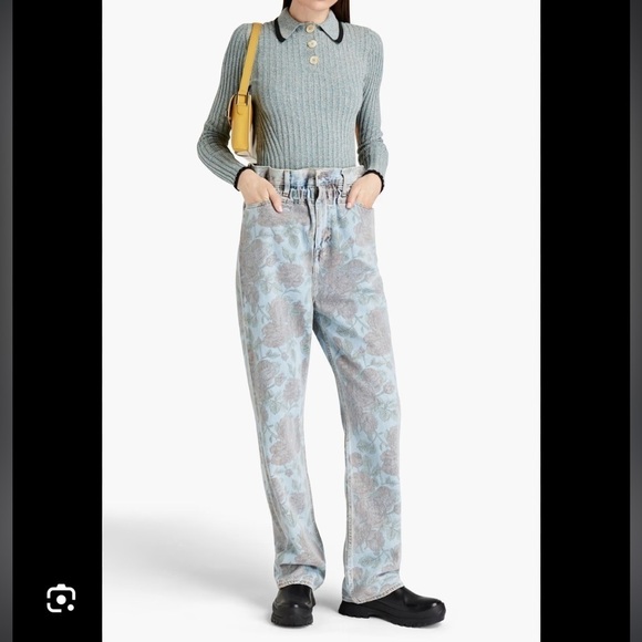 Levi x Ganni- Vintage Wide Leg Floral Light Wash Denim Jeans - Picture 6 of 11